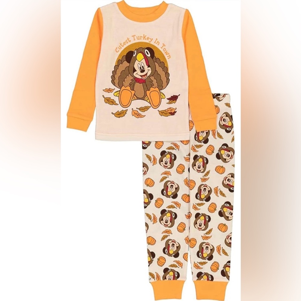 Disney 2-Piece Snug-fit Cotton Holiday Pajama Set, Soft & Cute for Kids
